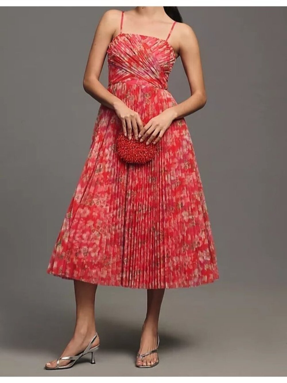 Hutch Quinn Sleeveless Pleated Midi Dress Garden Romantic Formal Womens 4P